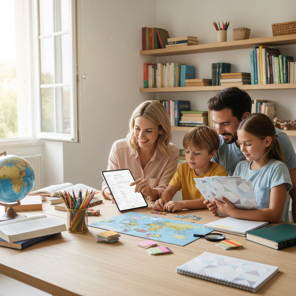 AI-generated illustration for: Free Lesson Plan Template for Modern Homeschooling