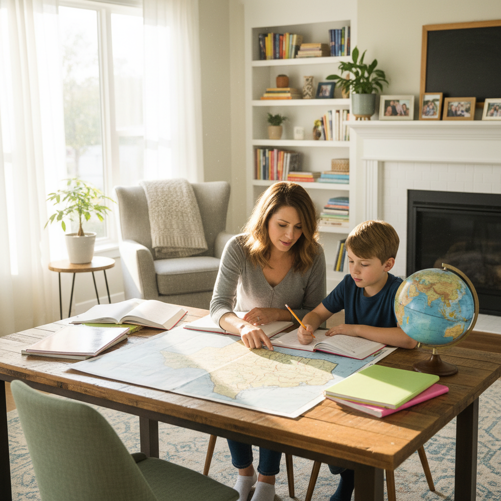 AI-generated illustration for: Homeschooling in Texas: A Simple Guide to Laws & Getting Started