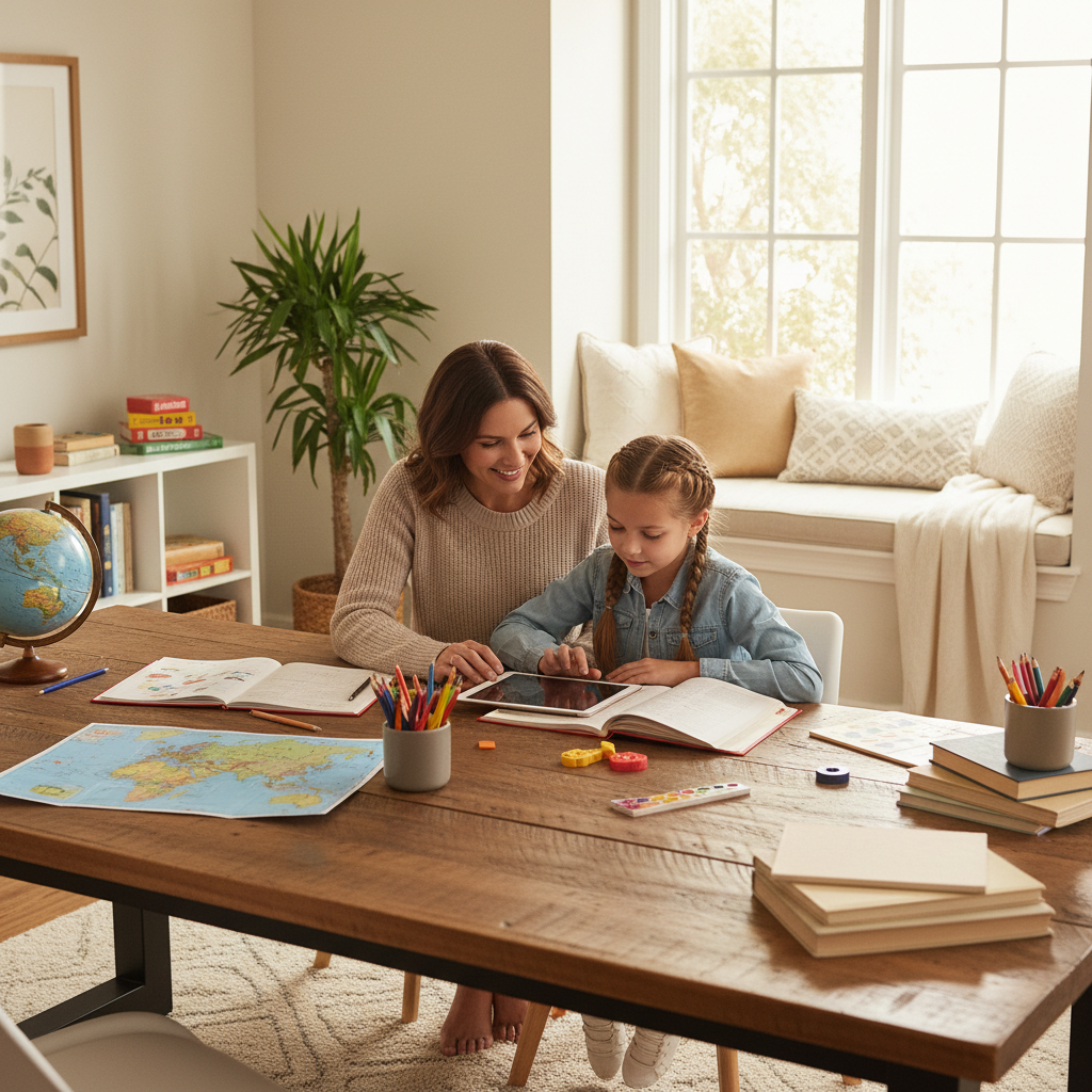 AI-generated illustration for: LearnSpark vs Khan Academy: How to Choose a Homeschooling Path
